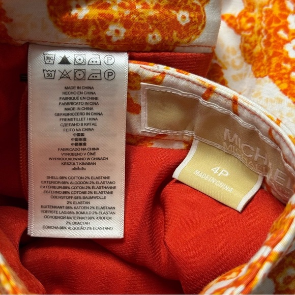 Michael Michael Kors Orange Stretch Cotton Printed Mini Skirt 4P - Picture 5 of 5